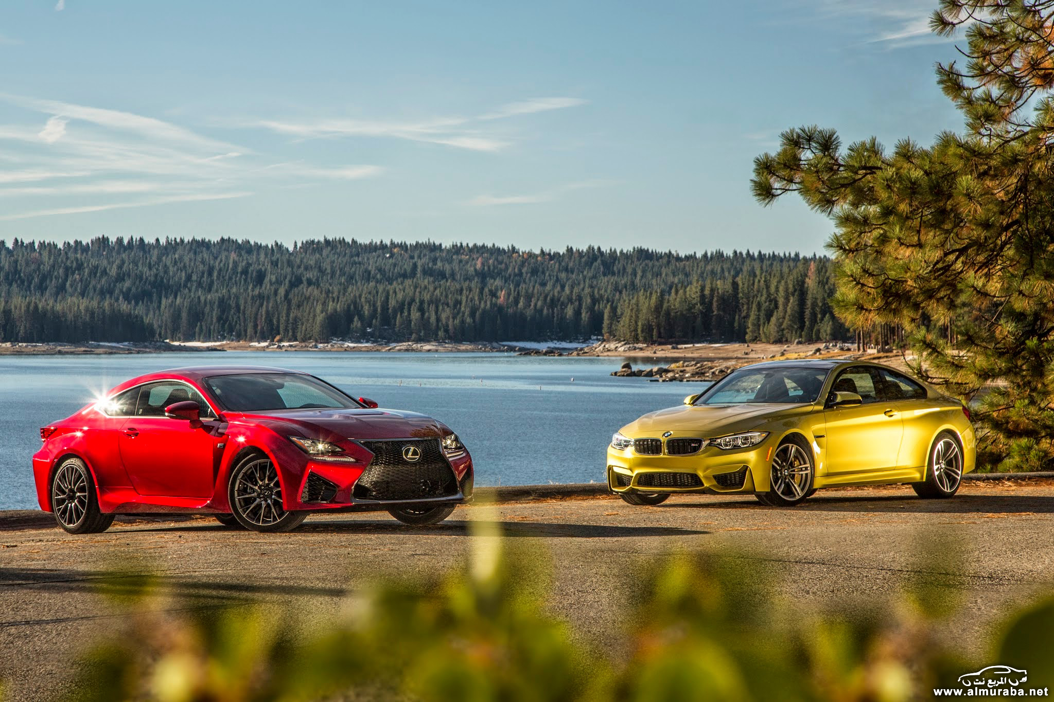 2015-bmw-m4-lexus-rc-f-front-three-quarters