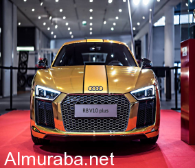 شاهد أودي R8 V10 plus الذهبية الاكثر تميزاً وخصوصية من R8 العادية بمحرك بفارق 70 حصاناً Audi 2016