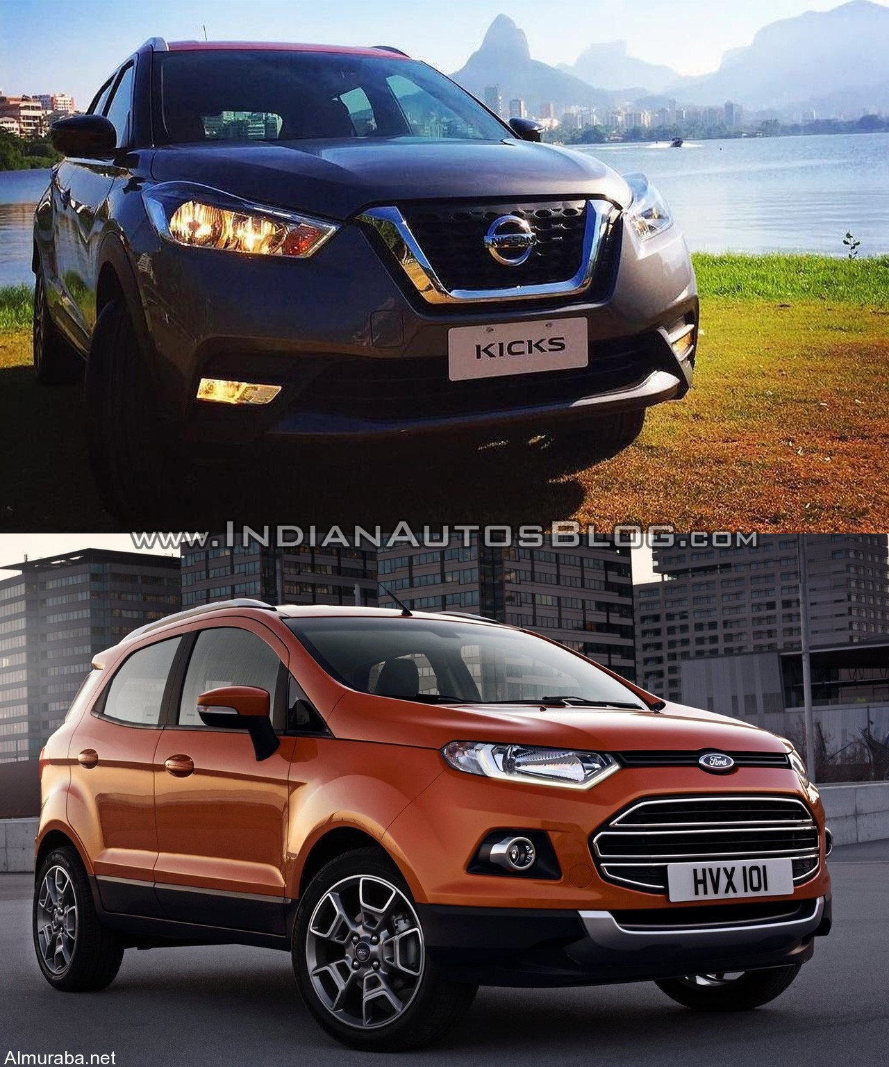 Nissan-Kicks-vs.-Ford-EcoSport-front-three-quarters-right-side