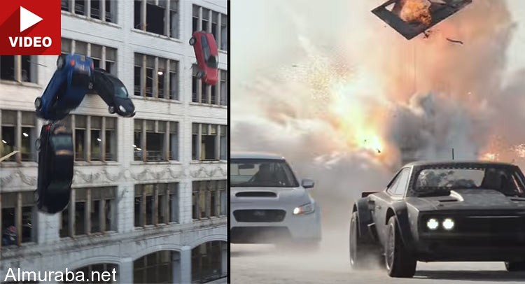 “فيديو” تصوير فيلم Fast 8 لسيارات تقفز من أدوار عليا لتنفجر على الطريق