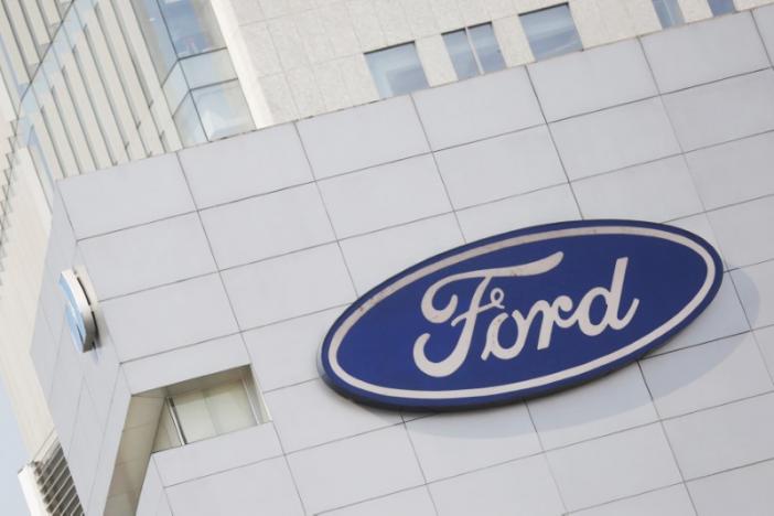 A Ford logo is pictured at a store of the automaker, in Mexico City