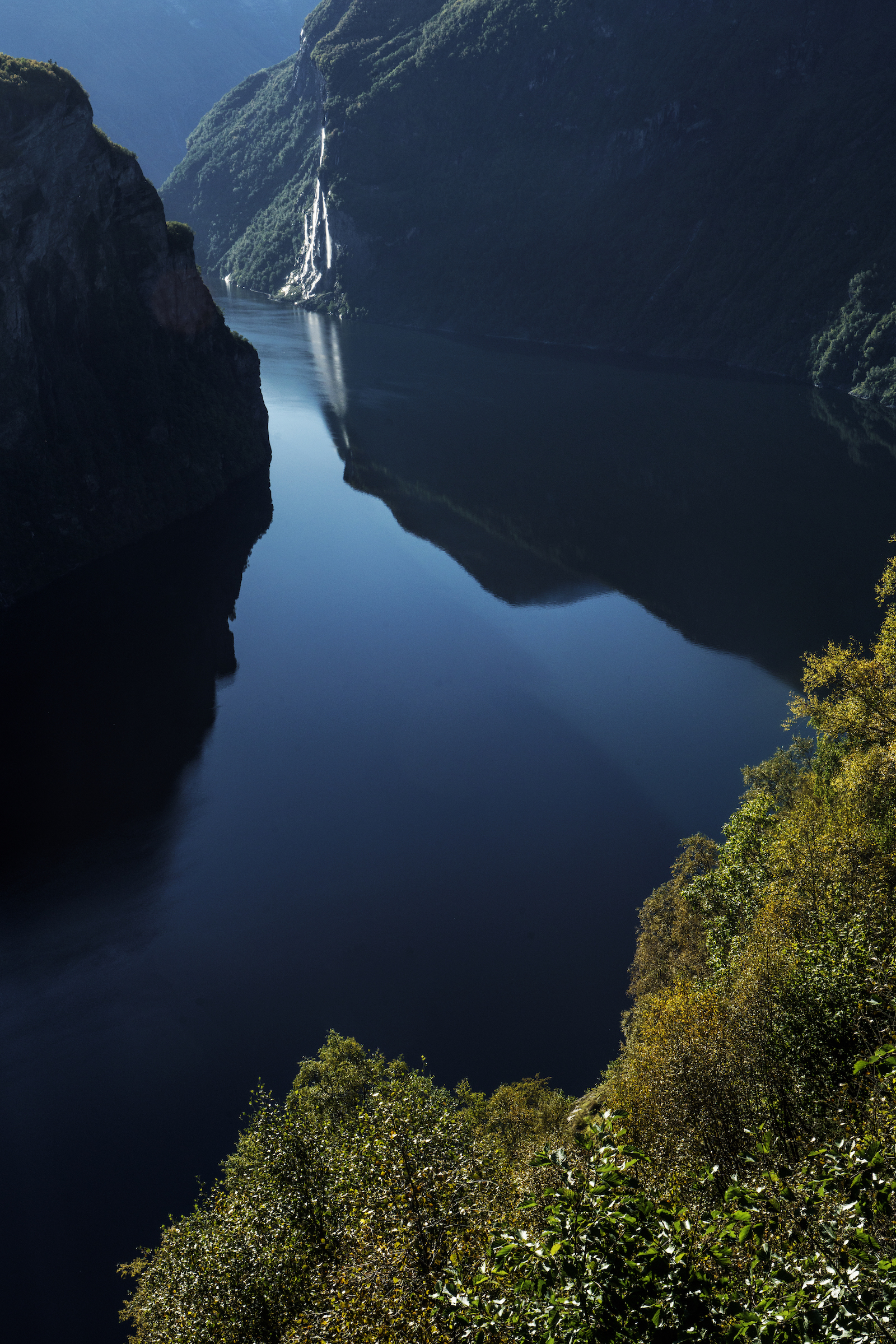 NORWAY. 2016. Geiranger fjord, looking towards the "seven sisters" waterfall.