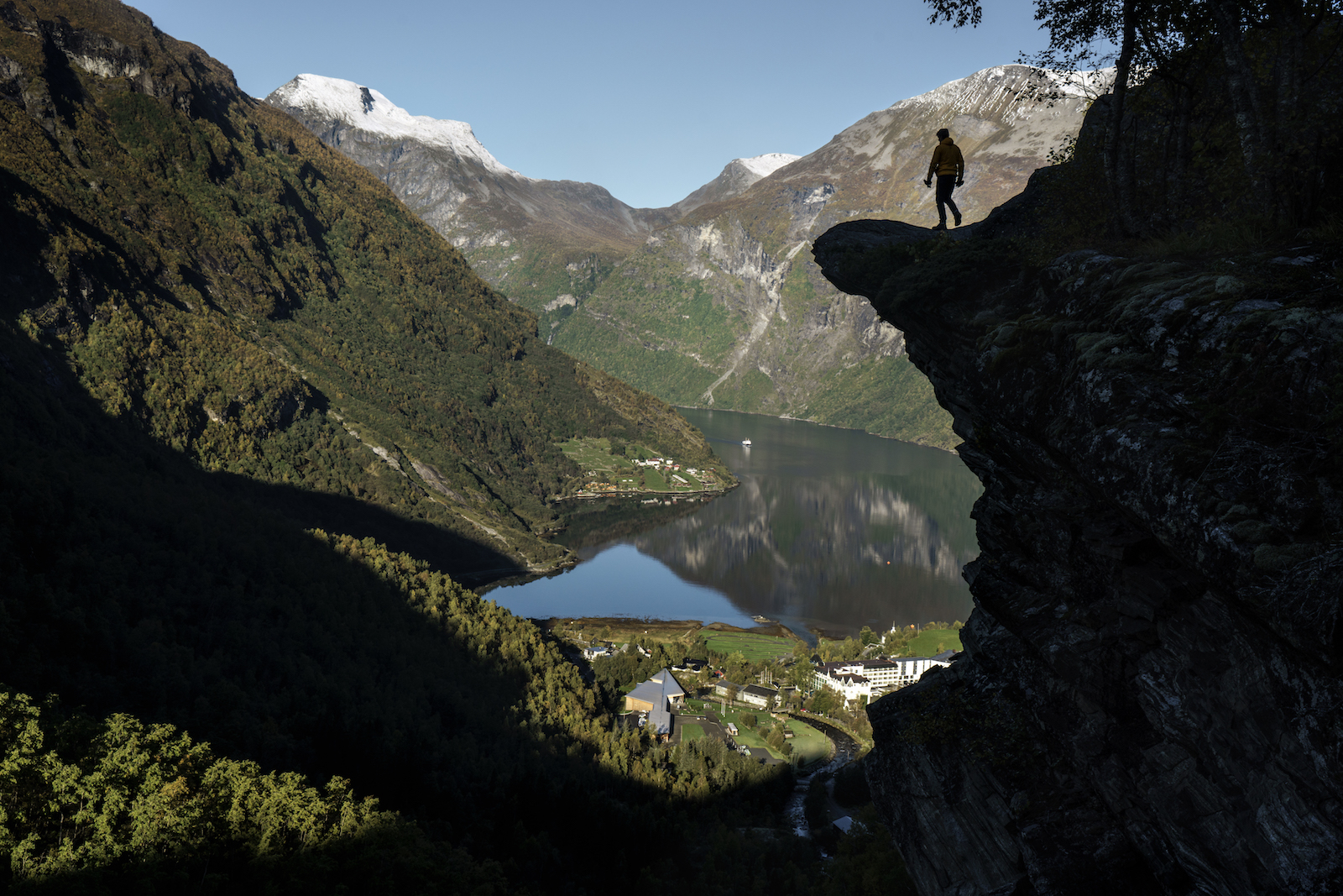 NORWAY. 2016. Geiranger. View out the Geiranger fjord. Photographed on assignment for Land Rover.