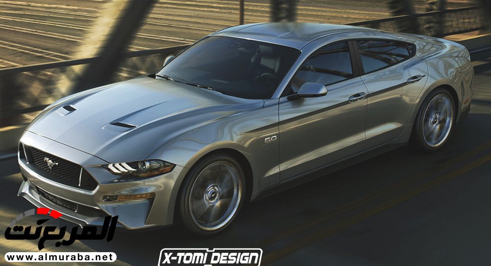 “صورة افتراضية” لفورد موستنج 2018 في هيكلة سيدان رياضية لمنافسة دودج تشارجر Ford Mustang Vs. Dodge Charger