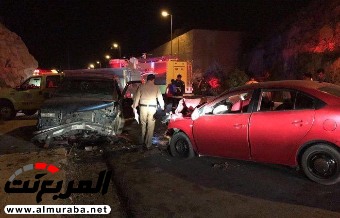 تصادم مروع لمركبتين إحداهما تُقلّ عائلة في منطقة الفرع بمركز الشفا السياحي بالطائف 1