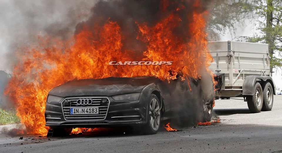 أودي A7 القادمة 2019 تلتهمها النيران أثناء اختبارها في جبال الألب