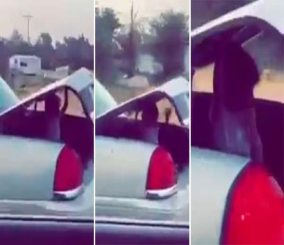 “فيديو” شاهد قائد مركبة يسير بسيارته بسرعة عالية واضعاً طفلة في “شنطة السيارة”