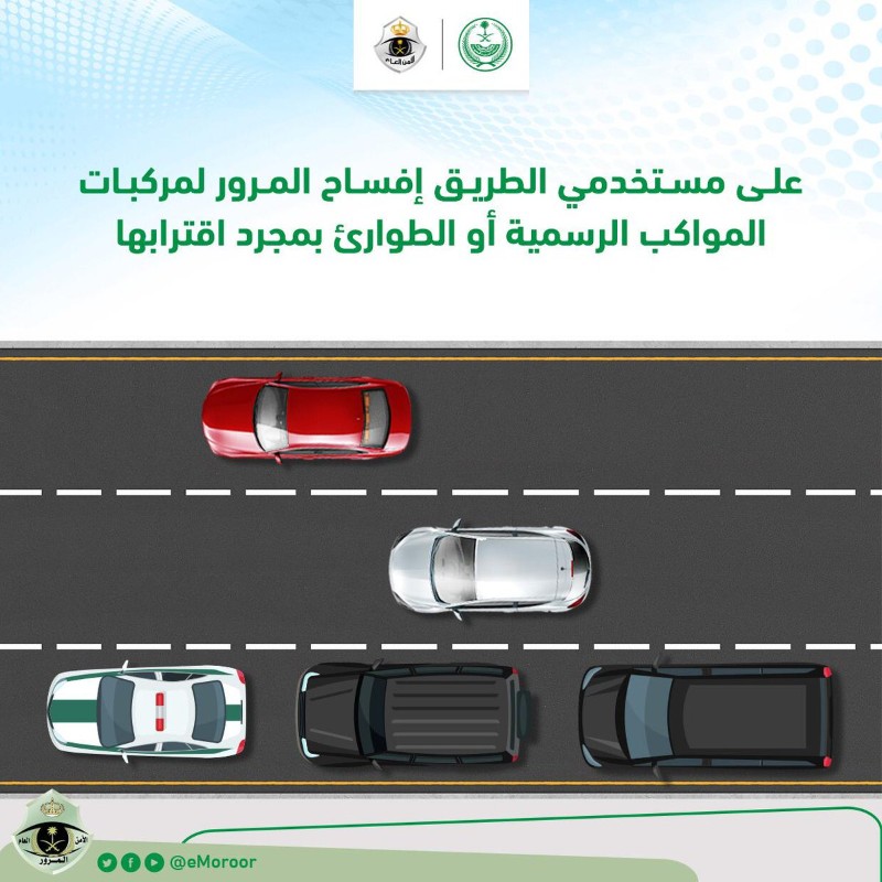 غرامة عند عدم إعطاء المواكب الرسمية أفضلية بالمرور