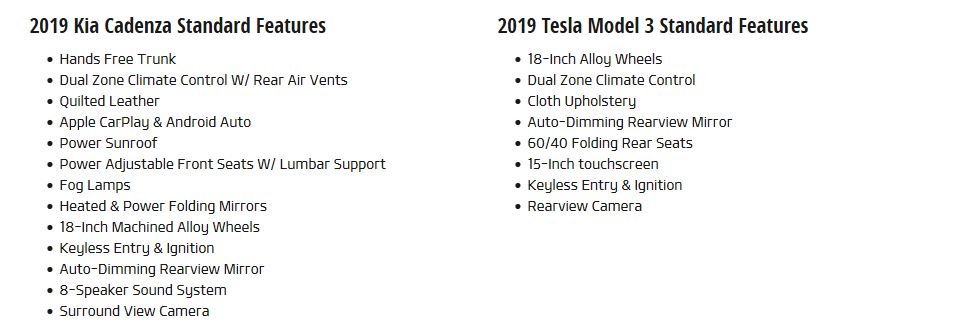 كيف تتفوق كيا كادينزا 2019 على تيسلا موديل 3 ؟ 8