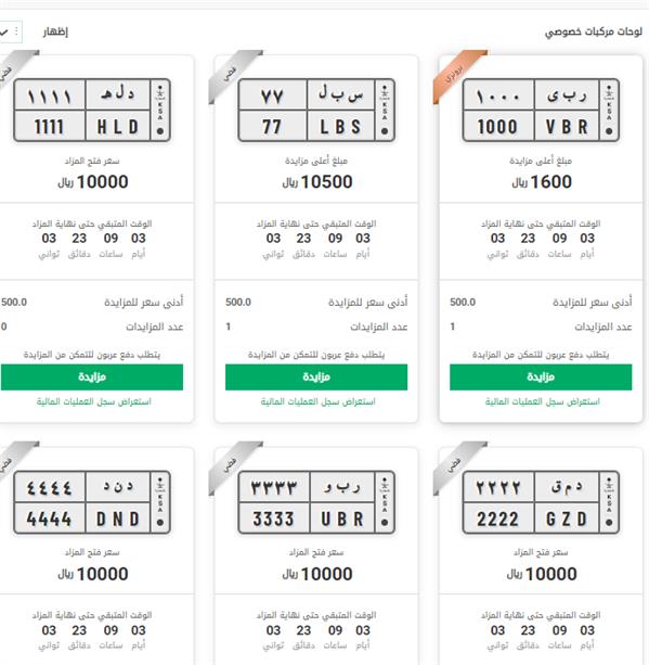 انطلاق مزاد أبشر الإلكتروني.. وهذه أبرز اللوحات وأسعارها 3