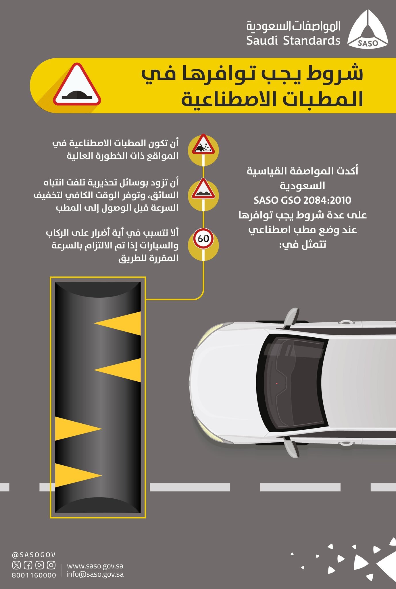 "المواصفات" توضح أبرز الشروط والأشكال المعتمدة للمطبات الصناعية 3