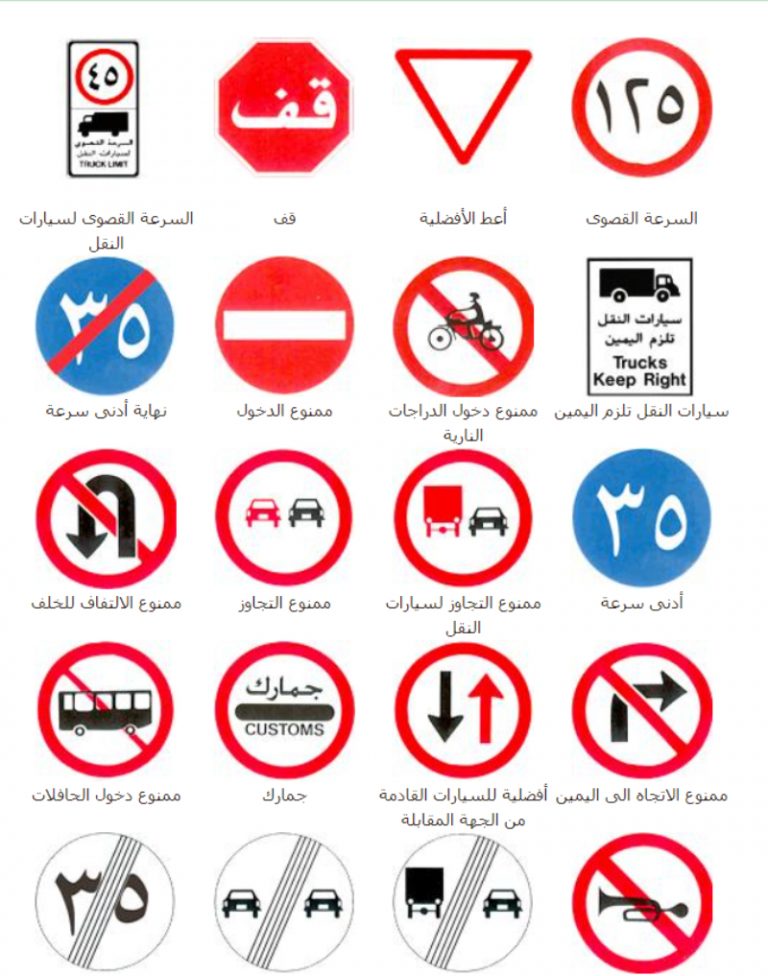 اشارات المرور كاملة في السعودية: تعرف عليها مع الشرح بالصور